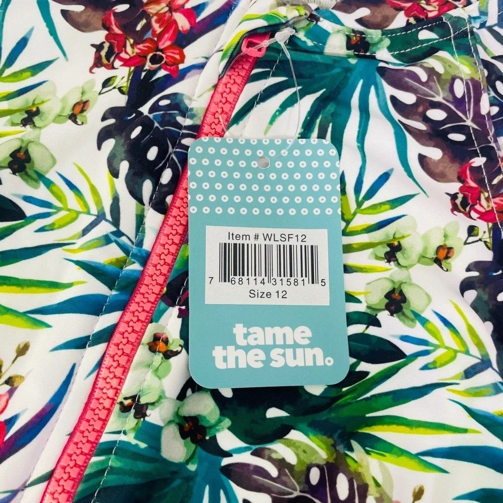 Tame the Sun Long Sleeve Swimsuit Rash Guard‎ Girls Sz 12 UPF 50+ NWT Swimwear